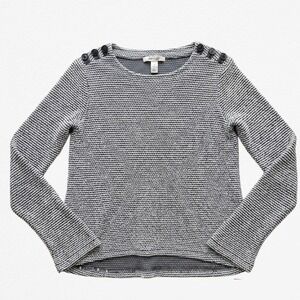 Roxy Womens Gray Salt and Pepper Button Shoulder Knit Sweater Small